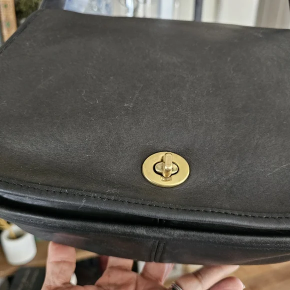 Rare! 80s Coach United States Stamp Ranch Stewardess Saddle Bag Black 0588-130 - Picture 4 of 16